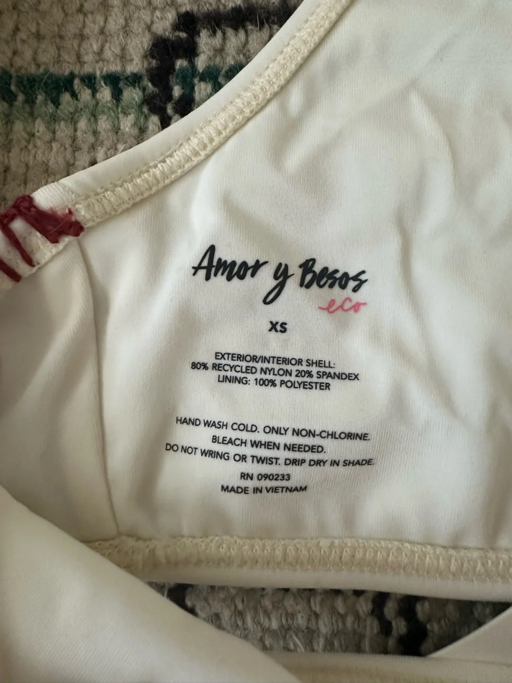 NWT PacSun Amor y Besos Off White Bikini Set with Skirt and Red Stitching - Picture 7 of 7